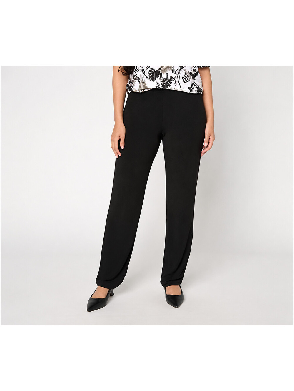 Susan Graver Essentials Reg Liquid Knit Straight Leg Pants Black, Large